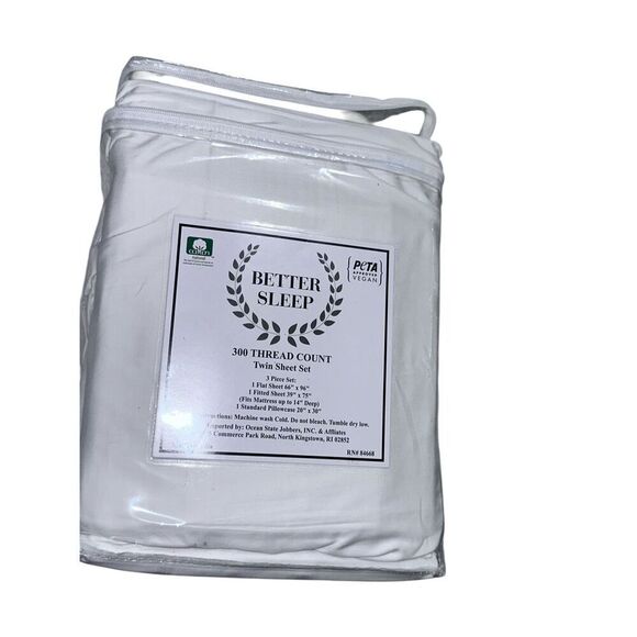 NEW IN PACKAGE BETTER SLEEP 100% LUXURIOUS Cotton PETA APPROVED VEGAN Crisp Whit - Picture 3 of 9